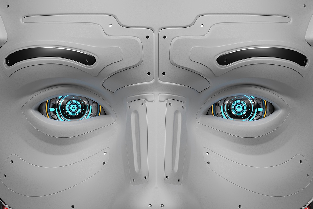 Image of a deep look of a humanoid robot Image of a deep look of a humanoid robot