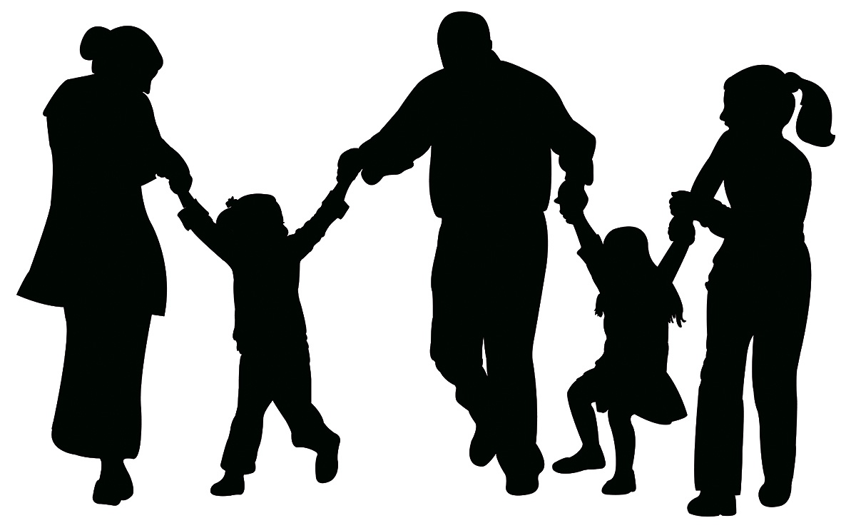 Image of children walking hands with their parents