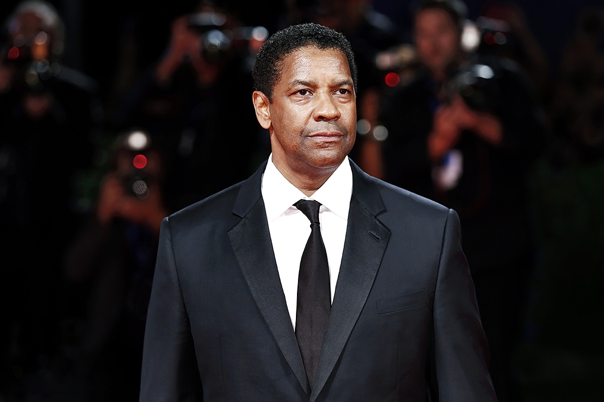 Image of Denzel Washington in a white shirt and tie