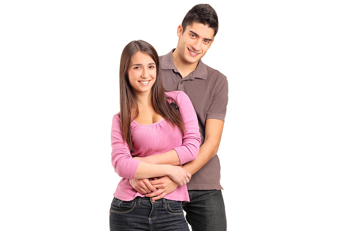 Cute young couple hugging