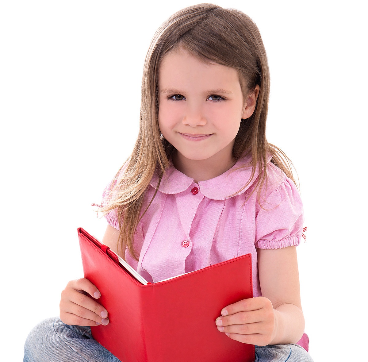 Image of a young girl with a book in her hands Image of a young girl with a book in her hands