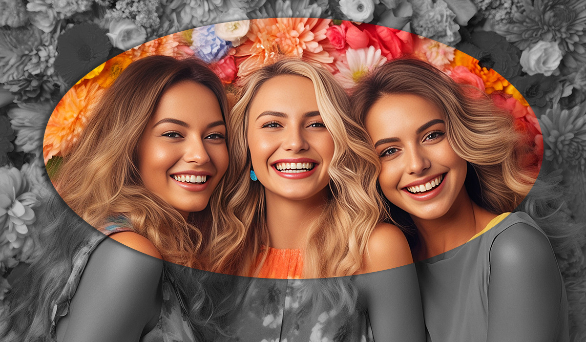 Cute three girls with charming smiles