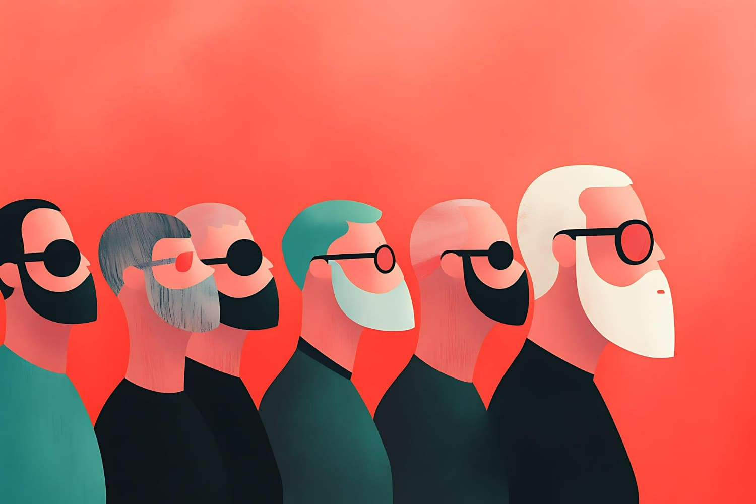 The minimalist, modern art style and warm color palette make it versatile for editorial or conceptual use.