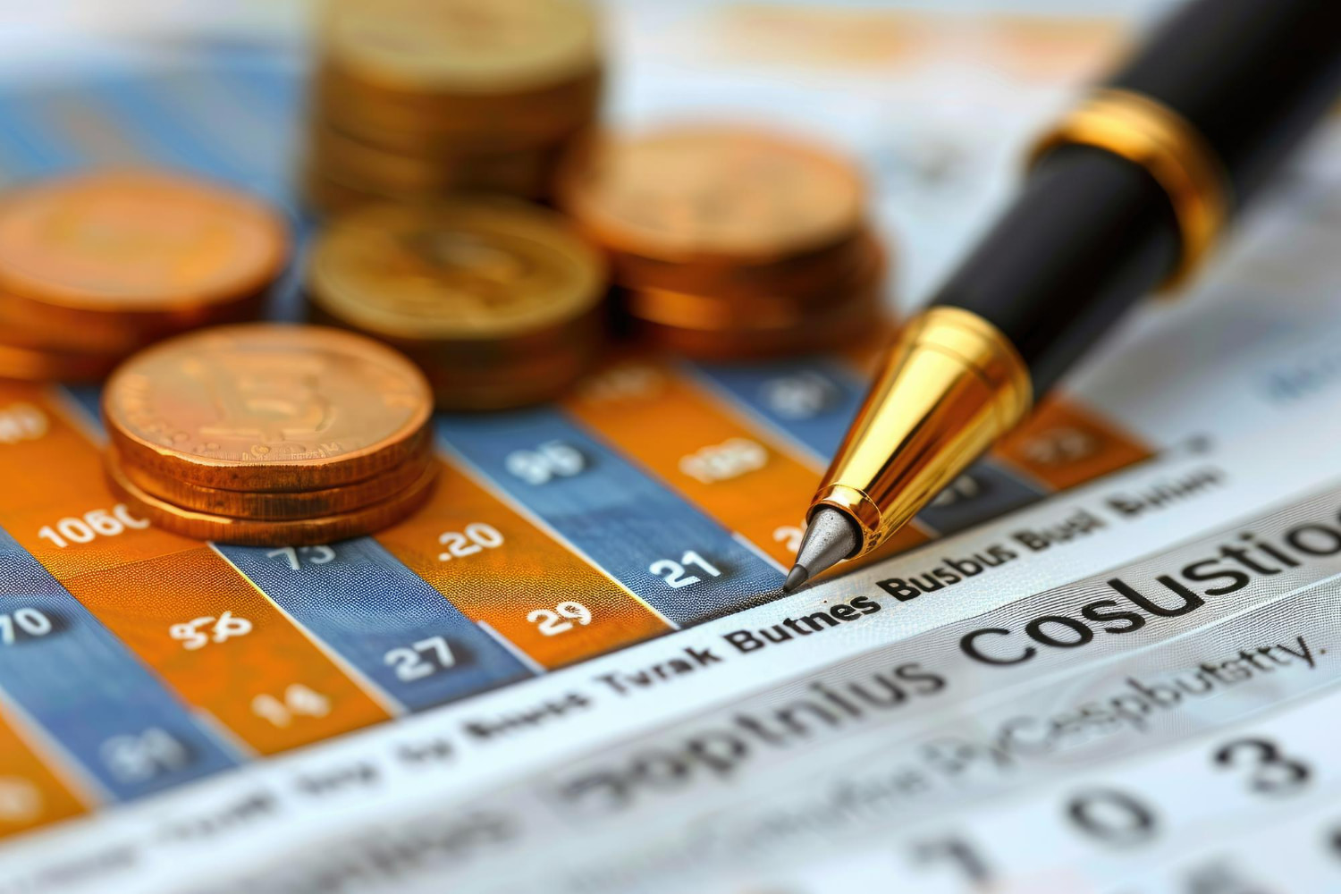 This professional stock image captures the essential tools of financial analysis and business accounting.