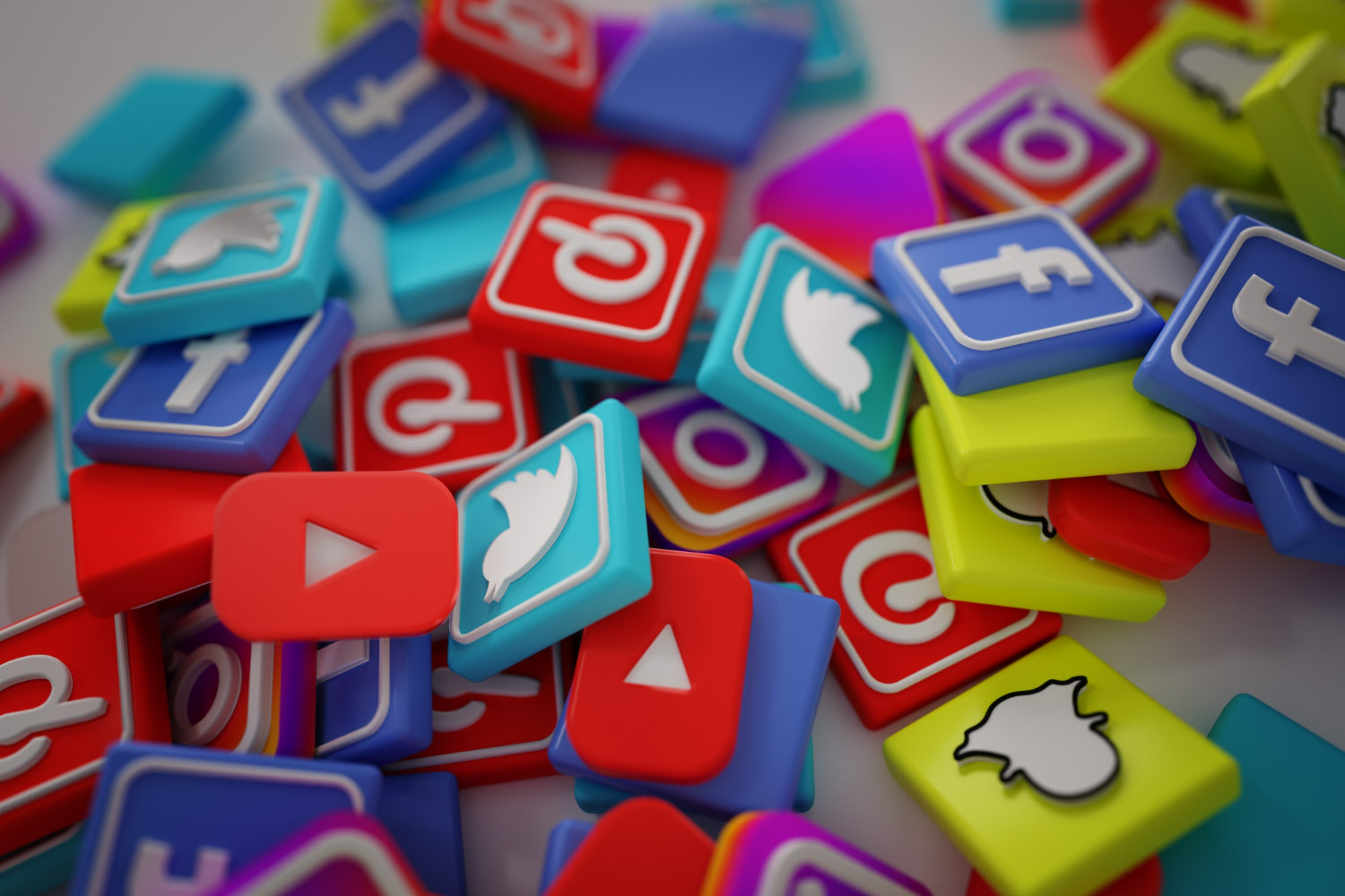 The bright, energetic color palette conveys innovation, connectivity, engagement, and the dynamic world of social media marketing and digital brand presence.